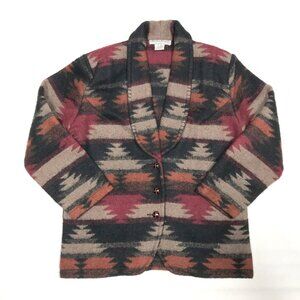 VTG Adobe Rose Southwestern Aztec Wool Blend  Button Jacket Women's Large